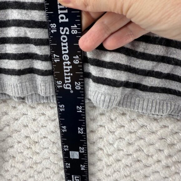 Eileen Fisher Knit Top Striped Gray Black Funnel Neck Long Sleeve Pullover XS - Picture 4 of 6